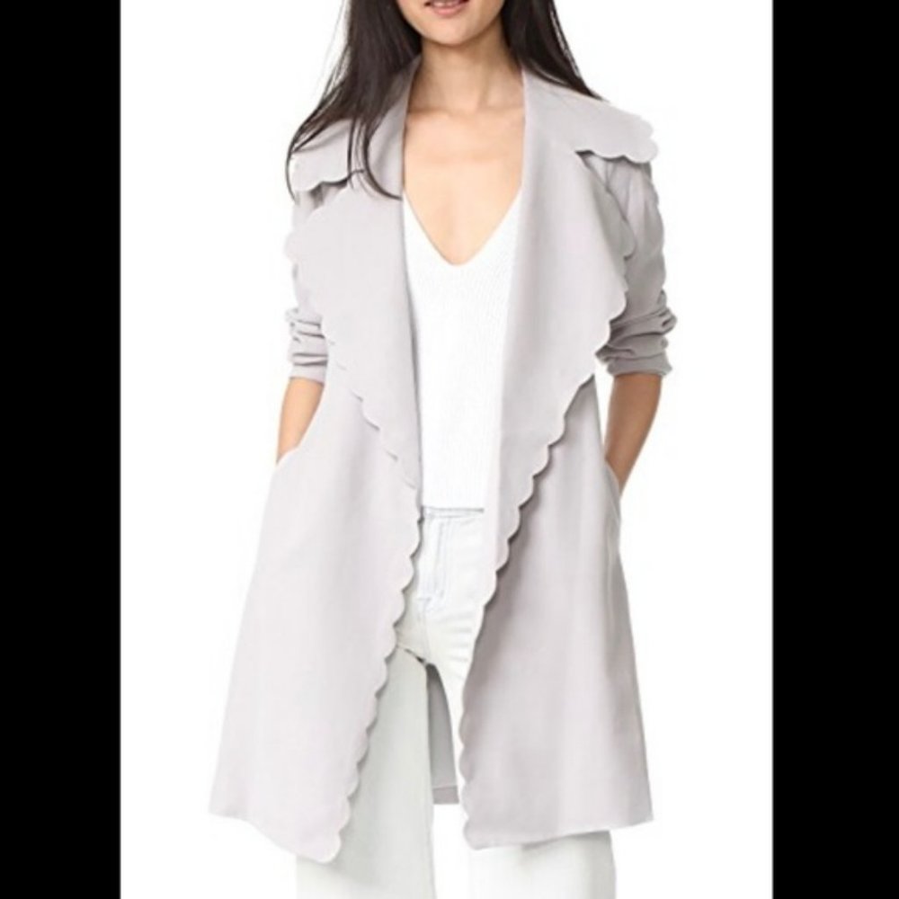 Club Monaco Frederrika Scalloped Trench Coat, Gray, M
